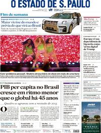 Capa do jornal Estadão 03/05/2026