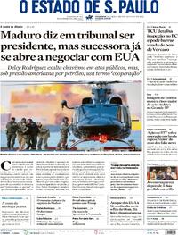 Capa do jornal Estadão 06/01/2026
