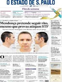 Capa do jornal Estadão 07/03/2026