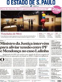 Capa do jornal Estadão 07/08/2026