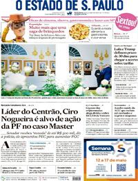 Capa do jornal Estadão 08/05/2026