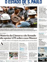 Capa do jornal Estadão 09/02/2026