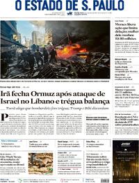 Capa do jornal Estadão 09/04/2026