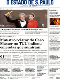 Capa do jornal Estadão 12/01/2026