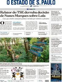 Capa do jornal Estadão 12/10/2026