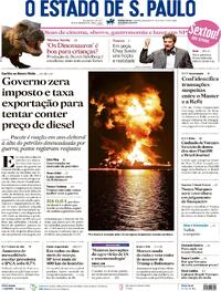 Capa do jornal Estadão 13/03/2026