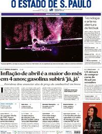Capa do jornal Estadão 13/05/2026