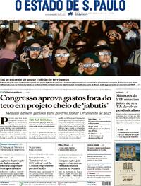 Capa do jornal Estadão 13/08/2026