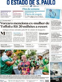 Capa do jornal Estadão 14/02/2026