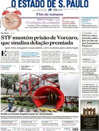 Capa do jornal Estadão 14/03/2026