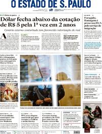Capa do jornal Estadão 14/04/2026