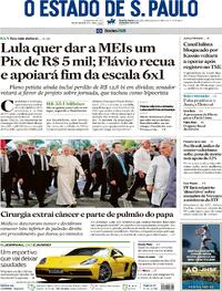 Capa do jornal Estadão 14/10/2026