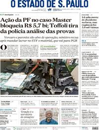 Capa do jornal Estadão 15/01/2026