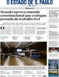 Capa do jornal Estadão 15/10/2026