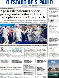Capa do jornal Estadão 16/02/2026