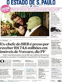 Capa do jornal Estadão 17/04/2026