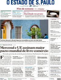 Capa do jornal Estadão 18/01/2026