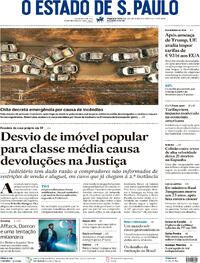 Capa do jornal Estadão 19/01/2026