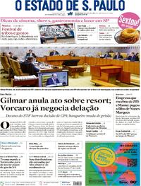 Capa do jornal Estadão 20/03/2026