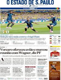 Capa do jornal Estadão 20/06/2026