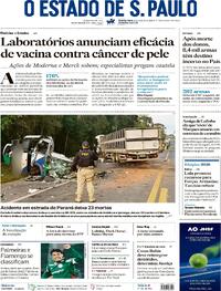 Capa Estadão 20/08/2026
