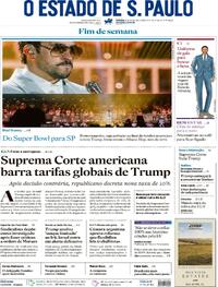 Capa do jornal Estadão 21/02/2026