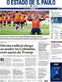 Capa do jornal Estadão 22/06/2026