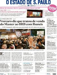Capa do jornal Estadão 23/01/2026
