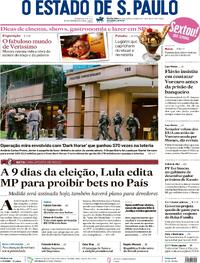 Capa do jornal Estadão 25/09/2026