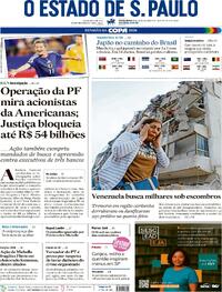 Capa do jornal Estadão 26/06/2026