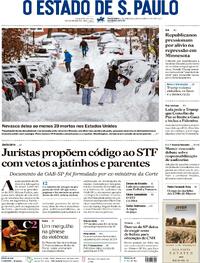 Capa do jornal Estadão 27/01/2026
