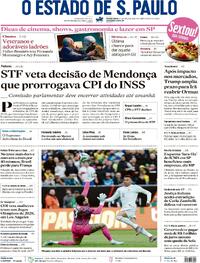 Capa do jornal Estadão 27/03/2026