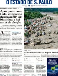 Capa Estadão 27/08/2026
