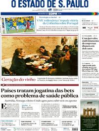 Capa do jornal Estadão 28/06/2026