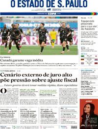 Capa do jornal Estadão 29/06/2026