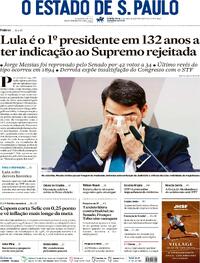 Capa do jornal Estadão 30/04/2026