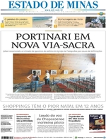 Capa do jornal Estado de Minas 27/12/2016