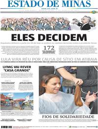 Capa do jornal Estado de Minas 02/08/2017