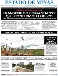 Capa do jornal Estado de Minas 11/11/2017