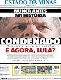 Capa do jornal Estado de Minas 13/07/2017