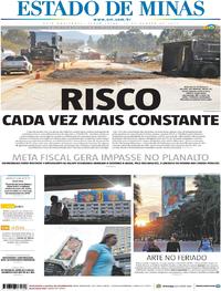 Capa do jornal Estado de Minas 15/08/2017