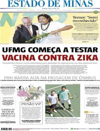 Capa do jornal Estado de Minas 20/12/2017