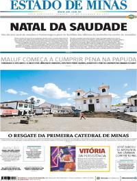 Capa do jornal Estado de Minas 23/12/2017