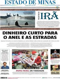Capa do jornal Estado de Minas 24/12/2017