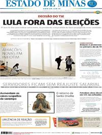 Capa do jornal Estado de Minas 01/09/2018