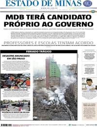 Capa do jornal Estado de Minas 02/05/2018