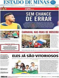 Capa do jornal Estado de Minas 02/07/2018