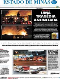 Capa do jornal Estado de Minas 03/09/2018