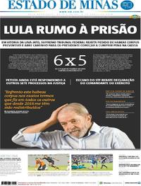 Capa do jornal Estado de Minas 05/04/2018