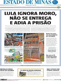 Capa do jornal Estado de Minas 07/04/2018